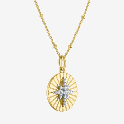 Diamond Addiction (G-H / I1-I2) North Star Womens 1/10 CT. T.W. Lab Grown White Diamond 14K Gold Over Silver Sterling Silver Star Pendant Necklace