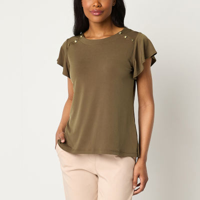 liz claiborne womens boat neck short sleeve blouse