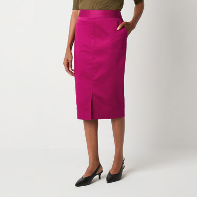 Liz Claiborne Womens Mid Rise Midi Pencil Skirt