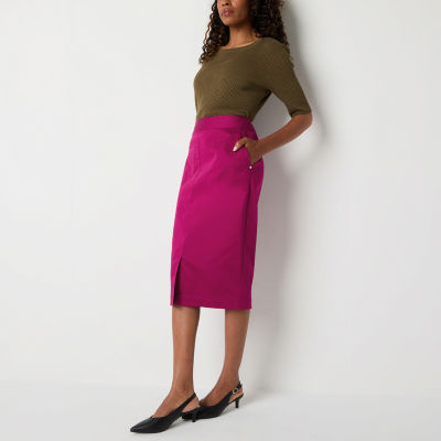 Liz Claiborne Womens Mid Rise Midi Pencil Skirt