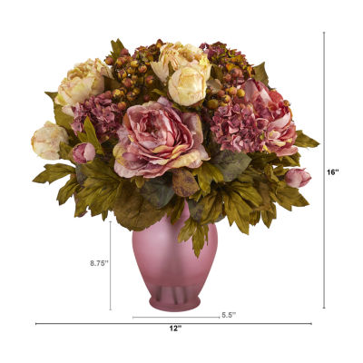 Nearly Natural 16in Faux Peony Floral Arrangement