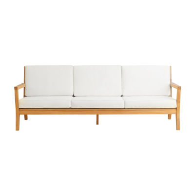 Carlbach Outdoor Teak 3-Seater Sofa with Cushions