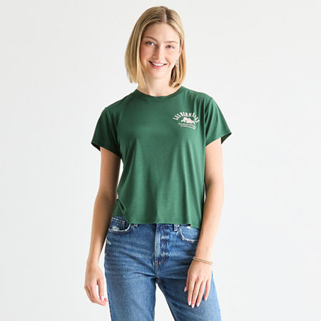 Arizona Womens Crew Neck Short Sleeve Juniors T-Shirt, Xx-large, Green