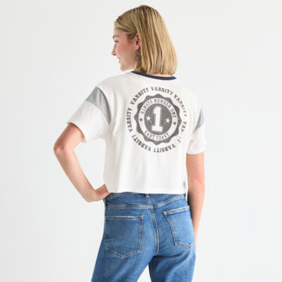 Arizona Womens Juniors Crew Neck Short Sleeve T-Shirt