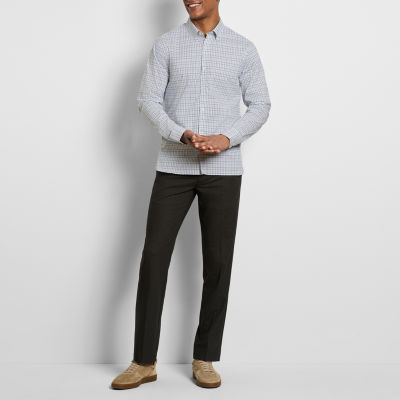 Van Heusen Everyday Defense Stain Shield Mens Long Sleeve Cuffed Slim Fit Stretch Fabric Wrinkle Free Button-Down Shirt