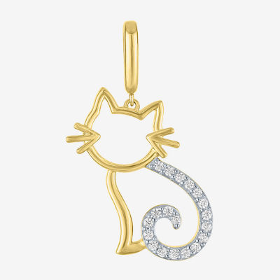 Charmed by Diamond Addiction 1/10 CT. T.W. Cat (G-H / Si2- I1) White Diamond 14K Gold Over Silver Charm
