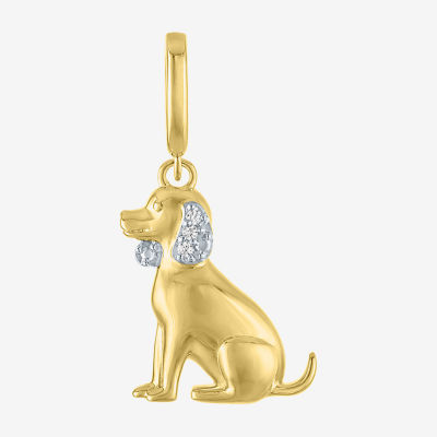 Charmed by Diamond Addiction Dog (G-H / Si2- I1) Womens Diamond Accent Lab Grown White Diamond Accent 14K Gold Over Silver Pendant