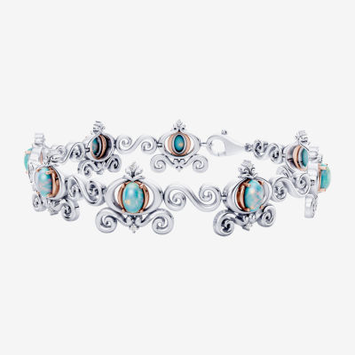 Womens 1/10 CT. T.W. Lab Created White Opal 14K Rose Gold Over Silver Sterling Silver Cinderella Princess 7.5 Inch Tennis Bracelet