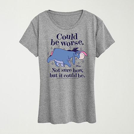 Could Be Worse Eeyore Womens Plus Crew Neck Short Sleeve Regular Fit Eeyore Graphic T-Shirt, 3x, Gray