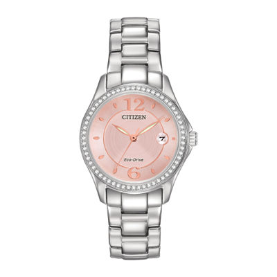 Citizen Silhouette Crystal Womens Crystal Accent Silver Tone Stainless Steel Bracelet Watch Fe1140-86x