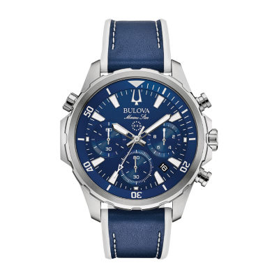 Bulova Marine Star Mens Blue Strap Watch 96b287 JCPenney