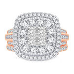 Limited Edition! Womens 1 CT. T.W. Genuine White Diamond 10K or 14K Rose Gold Cushion Halo Bridal Set