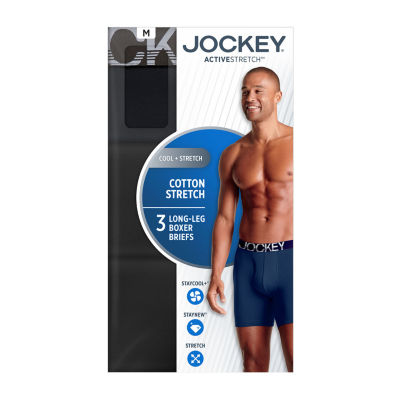 Jockey Active Stretch Mens 3 Pack Long Leg Boxer Briefs
