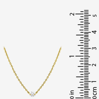 Silver Treasures Delicates Cubic Zirconia 14K Gold Over Brass 16 Inch Cable Round Pendant Necklace