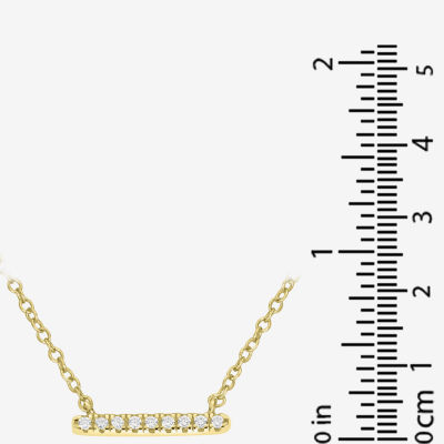 Silver Treasures Delicates Horizontal Cubic Zirconia 14K Gold Over Brass 16 Inch Cable Bar Pendant Necklace
