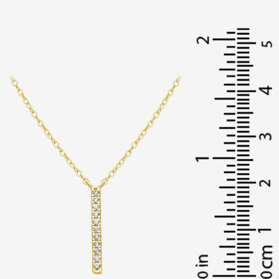 Silver Treasures Womens Cubic Zirconia 14K Gold Over Brass Bar Pendant Necklaces