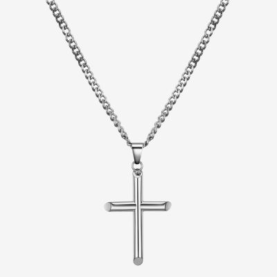J.P. Army Stainless Steel 22 Inch Link Cross Pendant Necklace