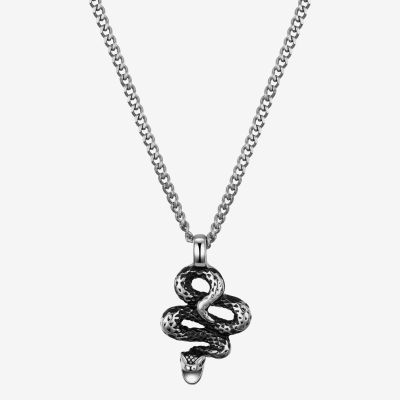 J.P. Army Snake Stainless Steel 22 Inch Curb Pendant Necklace