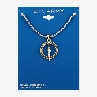 J.P. Army Dagger 24 Inch Box Round Pendant Necklace