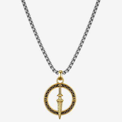 J.P. Army Dagger 24 Inch Box Round Pendant Necklace