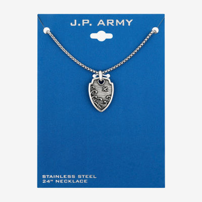 J.P. Army Shield With Waves And Dove 24 Inch Box Pendant Necklace