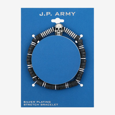 J.P. Army Lava Bead Skull Beaded Bracelet