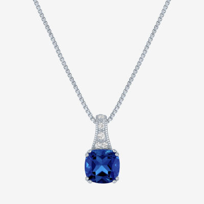 Gemstone Sterling Silver Cushion Pendant Necklace