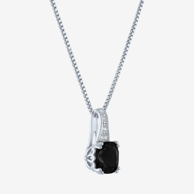 Gemstone Sterling Silver Cushion Pendant Necklace