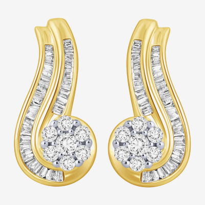 3/4 CT.T.W. Natural Diamond 10K Gold Swirl Earrings