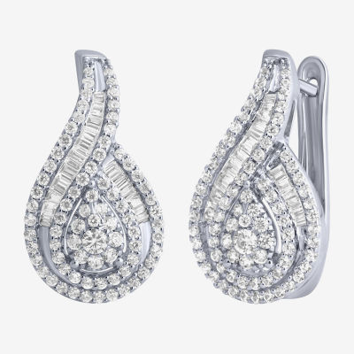 Diamond Blossom 1 CT. T.W. Mined White Diamond 10K White Gold Pear Drop Earrings