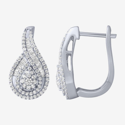 Diamond Blossom 1 CT. T.W. Mined White Diamond 10K White Gold Pear Drop Earrings