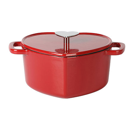 Martha Stewart Cast Iron Heart Dutch Oven, One Size, Red