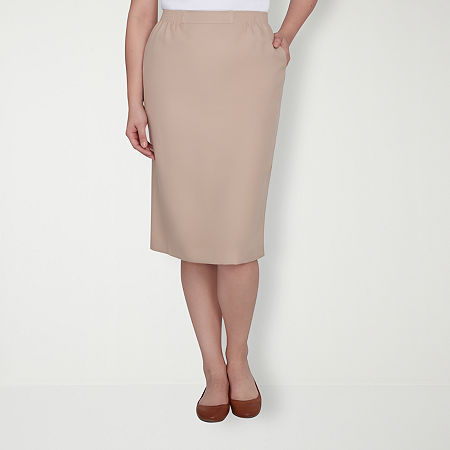 Alfred Dunner Classics Womens Pencil Skirt, 6 Petite, Beige