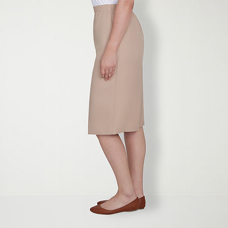 Alfred Dunner Classics Womens Pencil Skirt, 6 Petite, Beige