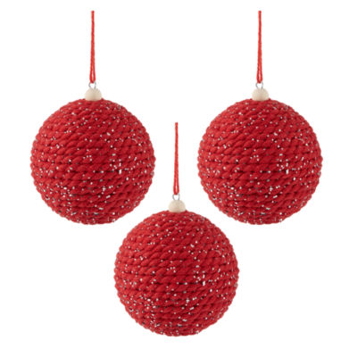 North Pole Trading Co. Red Jute Balls Set 2-pc. Christmas Ornament