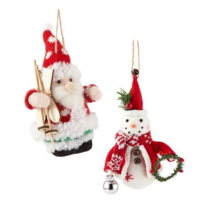 North Pole Trading Co. Holiday Santa Snowman Set 2-pc. Christmas Ornament