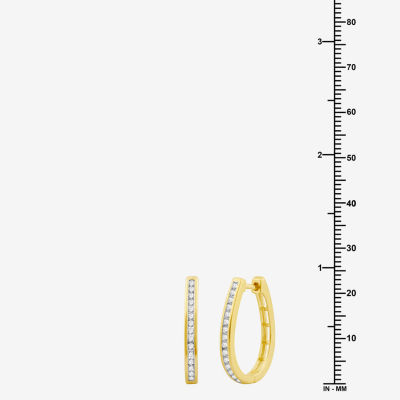 Womens 1/2 CT. T.W. Lab Grown White Diamond Sterling Silver 23.8mm Hoop Earrings