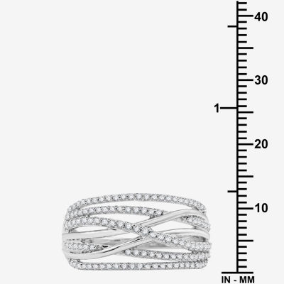 1/2 CT. T.W. Lab Grown White Diamond Sterling Silver Crossover Band