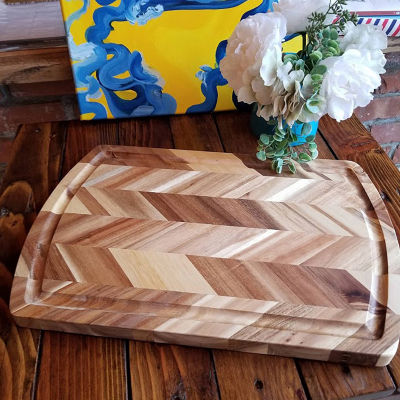 Lipper International Herringbone Acacia Wood 18X13" Cutting Board