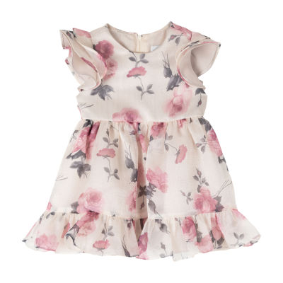 Rare Editions Baby Girls Short Sleeve Ruffled Fit + Flare Dress