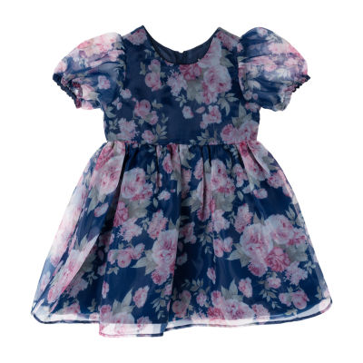 Rare Editions Baby Girls Short Sleeve Puffed Sleeve A-Line Dress