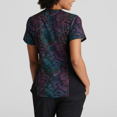 Barco One 5107 Thrive 4-Pocket Print Womens Plus Tall V Neck Short Sleeve Moisture Wicking Scrub Top