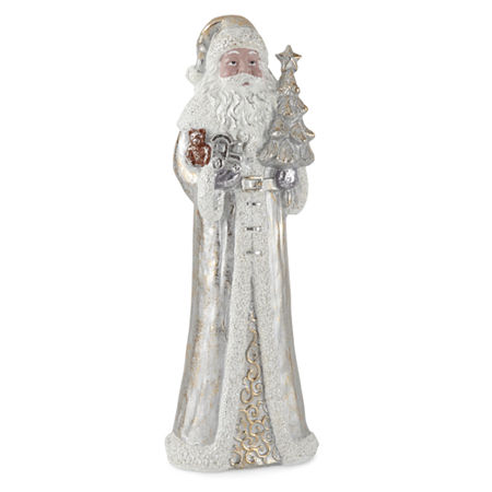 North Pole Trading Co. 20 Silver And Gold Resin Santa Christmas Tabletop Decor, One Size, Silver