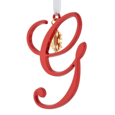 North Pole Trading Co. Script Monogram Red Christmas Ornament