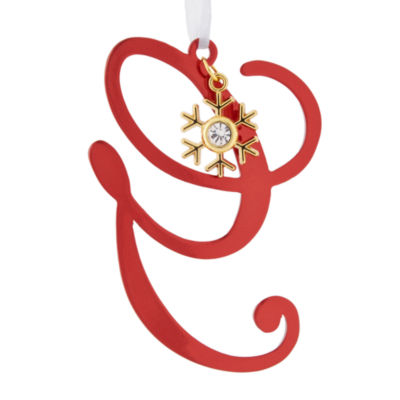 North Pole Trading Co. Script Monogram Red Christmas Ornament