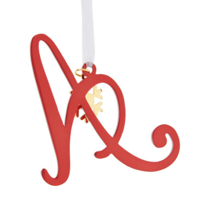 North Pole Trading Co. Script Monogram Red A Christmas Ornament