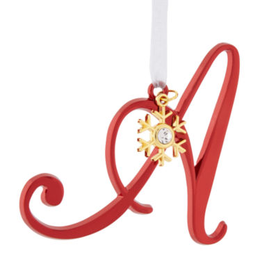 North Pole Trading Co. Script Monogram Red A Christmas Ornament