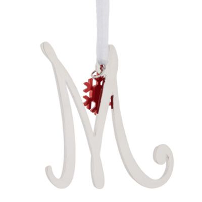 North Pole Trading Co. Script Monogram Silver Christmas Ornament