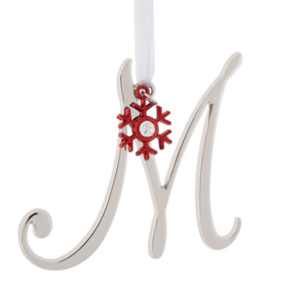 North Pole Trading Co. Script Monogram Silver Christmas Ornament