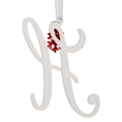 North Pole Trading Co. Script Monogram Silver H Christmas Ornament